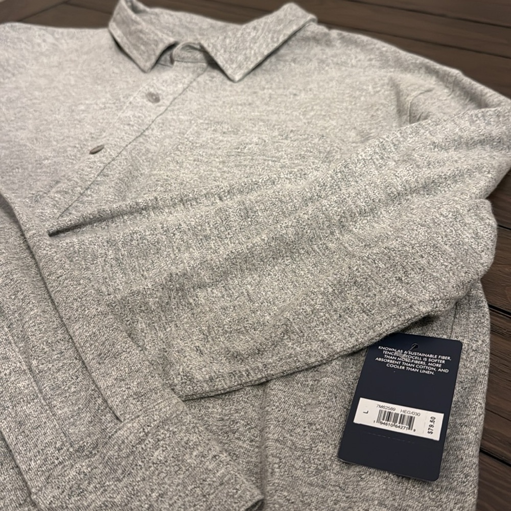 Lucky Brand Tencel Knit Shirt Top Men Sz Large Gray - Picture 3 of 7